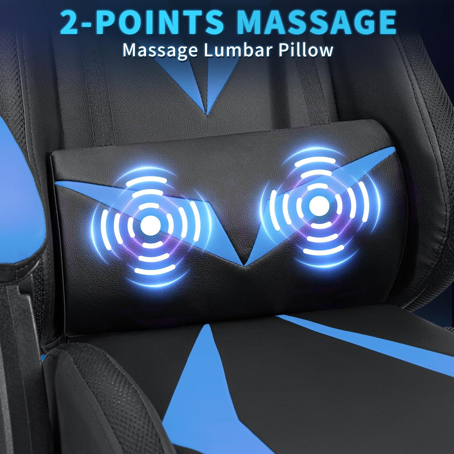 RGB Gaming Chair with Massage and LED Lights Ergonomic Video Game Chairs with Footrest High Back Reclining Computer Chair with Adjustable Lumbar Support Blue and Black