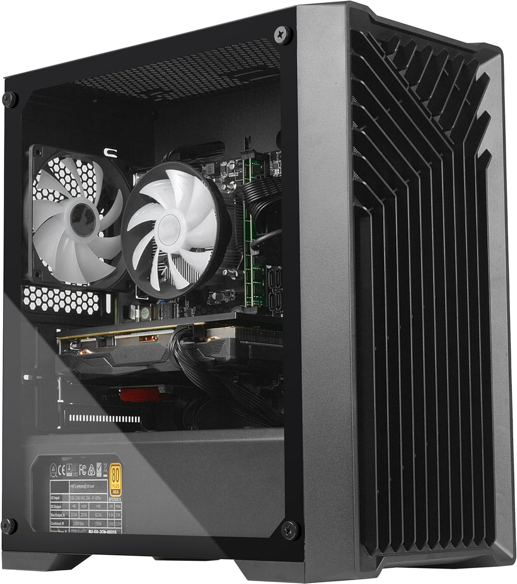 Gaming Desktop PC, Intel Core i3 12100F (Beats i7 8700) 4.30 GHz,AMD Radeon RX 580 8G GDDR5,16GB DDR5 RAM,1TB M.2 NVME SSD, Windows 11 Pro, WiFi, Bluetooth 5.0, VR Ready,RGB Fans x4