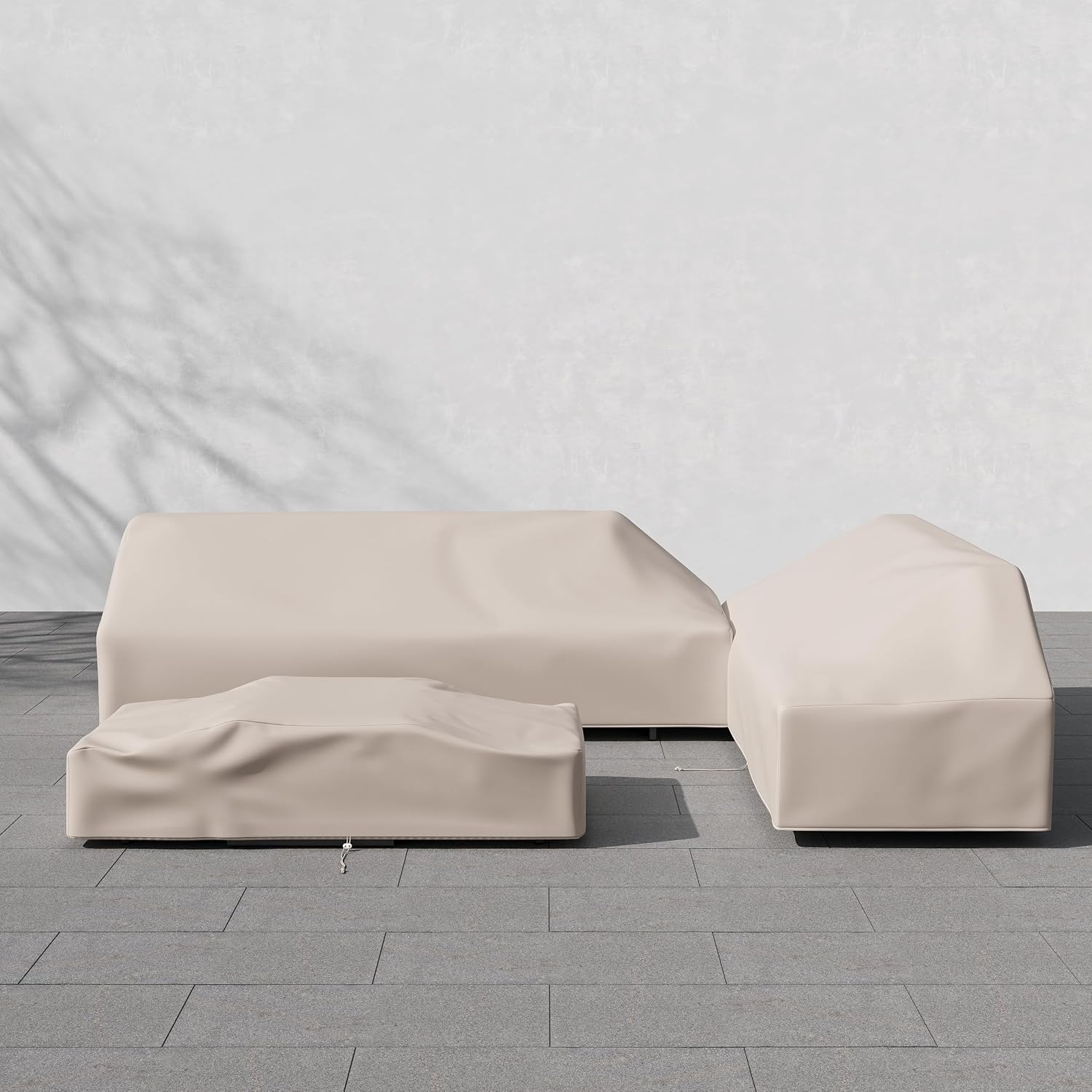 homary 600D Waterproof Outdoor Furniture Covers,Heavy Duty Patio Furniture mwith Drawstrings, UV & Wind Resistant Dustproof for Garden Table, Chairs & Sofas, Beige
