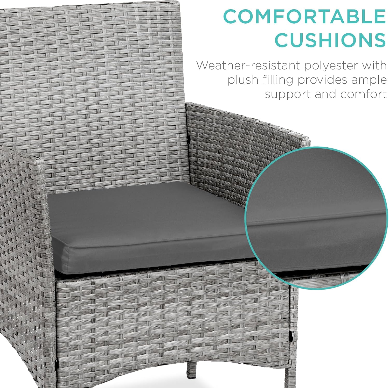 Best Choice Products 3-Piece Outdoor Wicker Conversation Bistro Set, Space Saving Patio Furniture for Garden w/Side Table - Gray/Gray