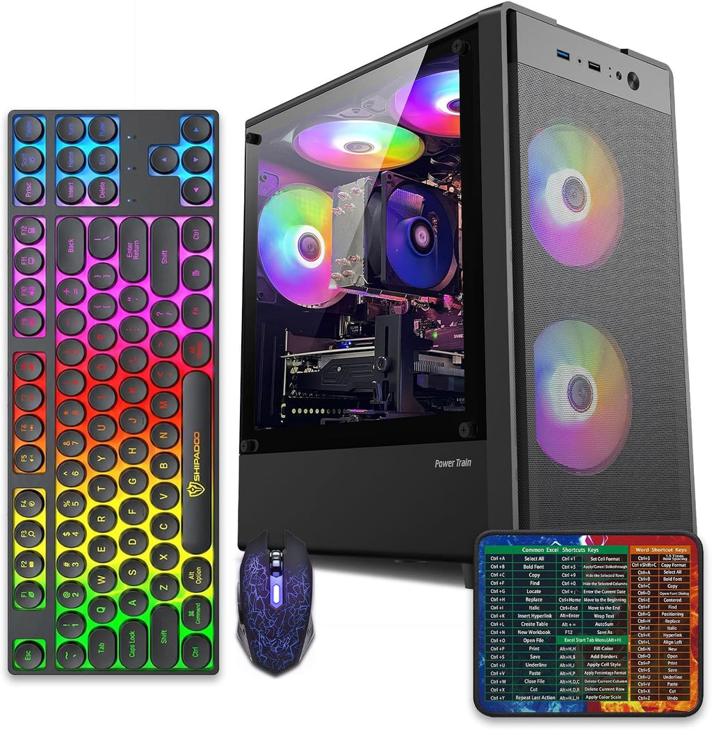 Prebuilt Gaming PC Desktop Computer,Intel Core i7 Desktop,Operating at A Frequency of 3.4-3.9 GHz,GTX1660 Super Graphics Card with 6GB GDDR6 Video Memory,16GB RAM, 512GB SSD,WiFi 5.0,RGB Fan x5