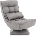 Giantex Adjustable Swivel Floor Chair - 5 Position Video Game Chair with Swivel Base, Steel Frame, Massage Lumbar Pillow, Foldable Lazy Sofa Lounger for Adults Teens, Meditating, No Assembly (Gray)