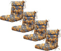 ARTPLAN Outdoor Chair Cushion,Tufted Adirondack Patio Chair Cushion,Wicker High Back Outdoor Seat Cushion,Set of 4,44' L x 21' W x 4' H (4 Pack),Floral