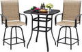 Devoko Patio Swivel Bar Set 3 Pieces Patio High Top Bar Table and Stools Chairs Set Textilene Sling Fabric Outdoor Bar Stools Set of 2 for Garden, Balcony