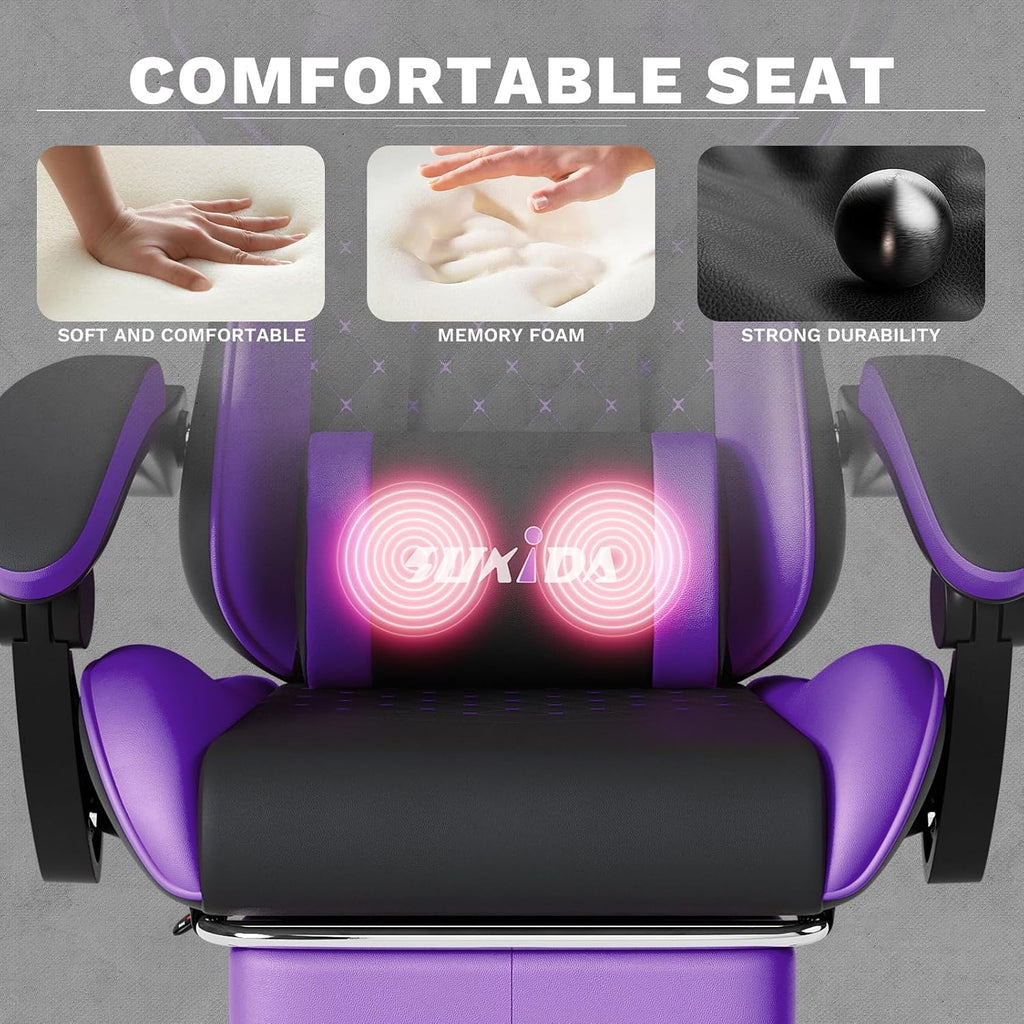 Ergonomic Video Gamer Chairs Gaming Computer Chair Gamer Chairs for Adults Massage Lumbar Support Swivel Height Adjustable Headrest Backrest