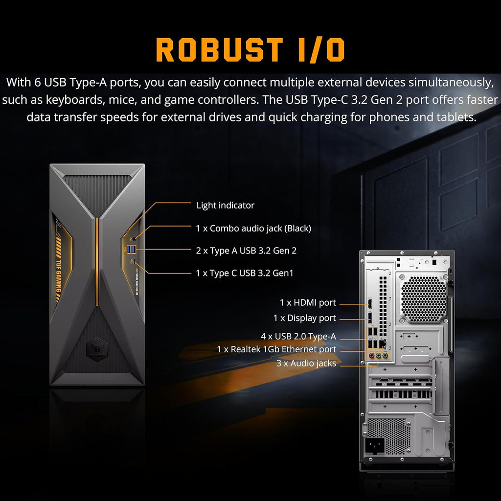 ASUS TUF 15L Gaming Desktop, Intel Core i7-13620H Processor, NVIDIA GeForce RTX 5060 Graphics, 1TB M.2 NVMe™ PCIe® 4 SSD,16GB DDR5 RAM, Windows 11 Home, Gray