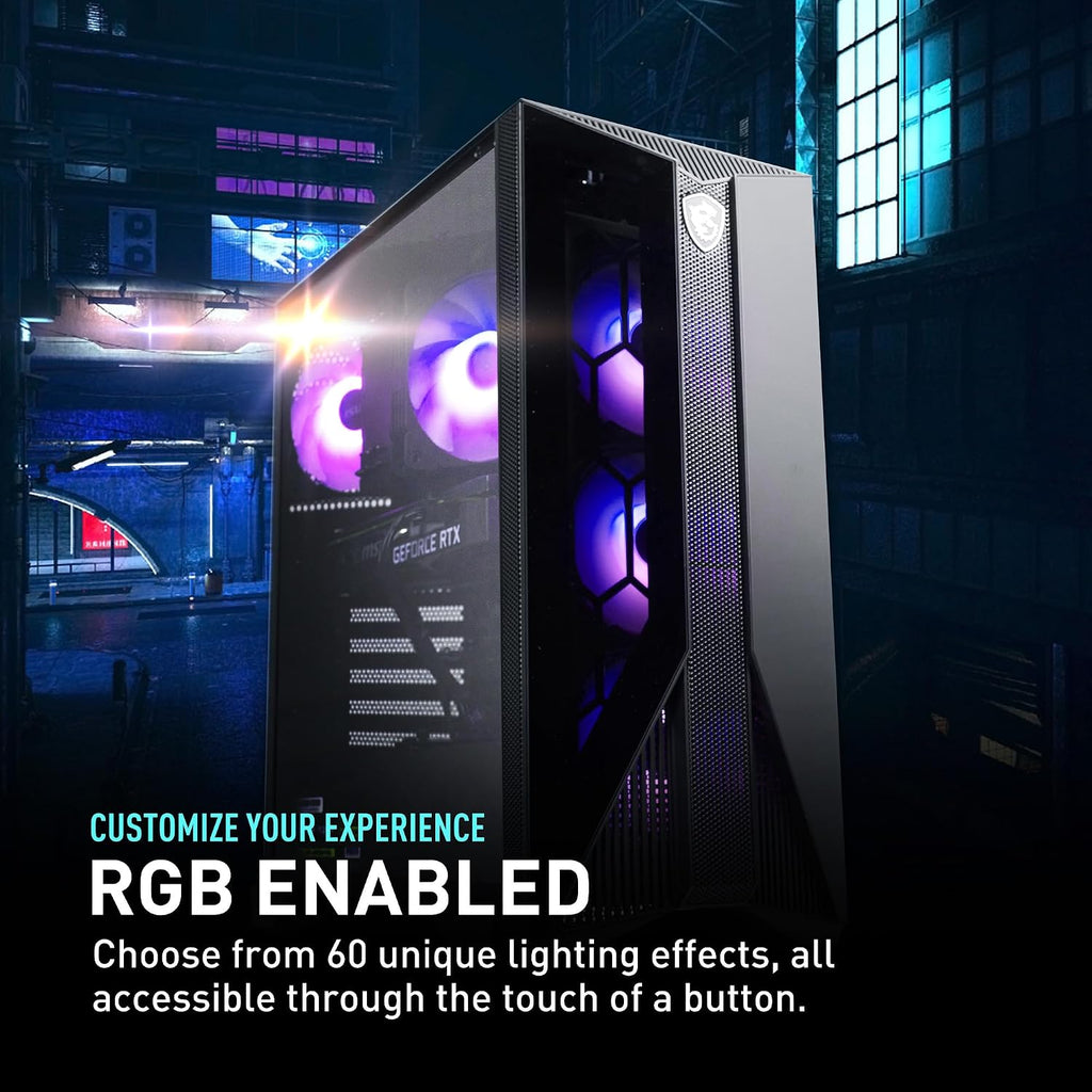 msi Aegis ZS Gaming Desktop, AMD Ryzen 7 7700, GeForce RTX 4060, 16GB RAM, 1TB SSD, RGB Fan Cooling, Wi-Fi 6E, Keyboard & Mouse Included, DIY Friendly, Windows 11 Home-Adv: 7NUC-607US