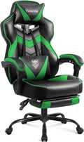 Vonesse Gaming Chair, High Back Gaming Chair with Footrest and Massage, Gaming Chairs for Adults with Pocket Spring Cushion, Big and Tall Reclining Computer Chair with Lumbar Support (Green/Black)