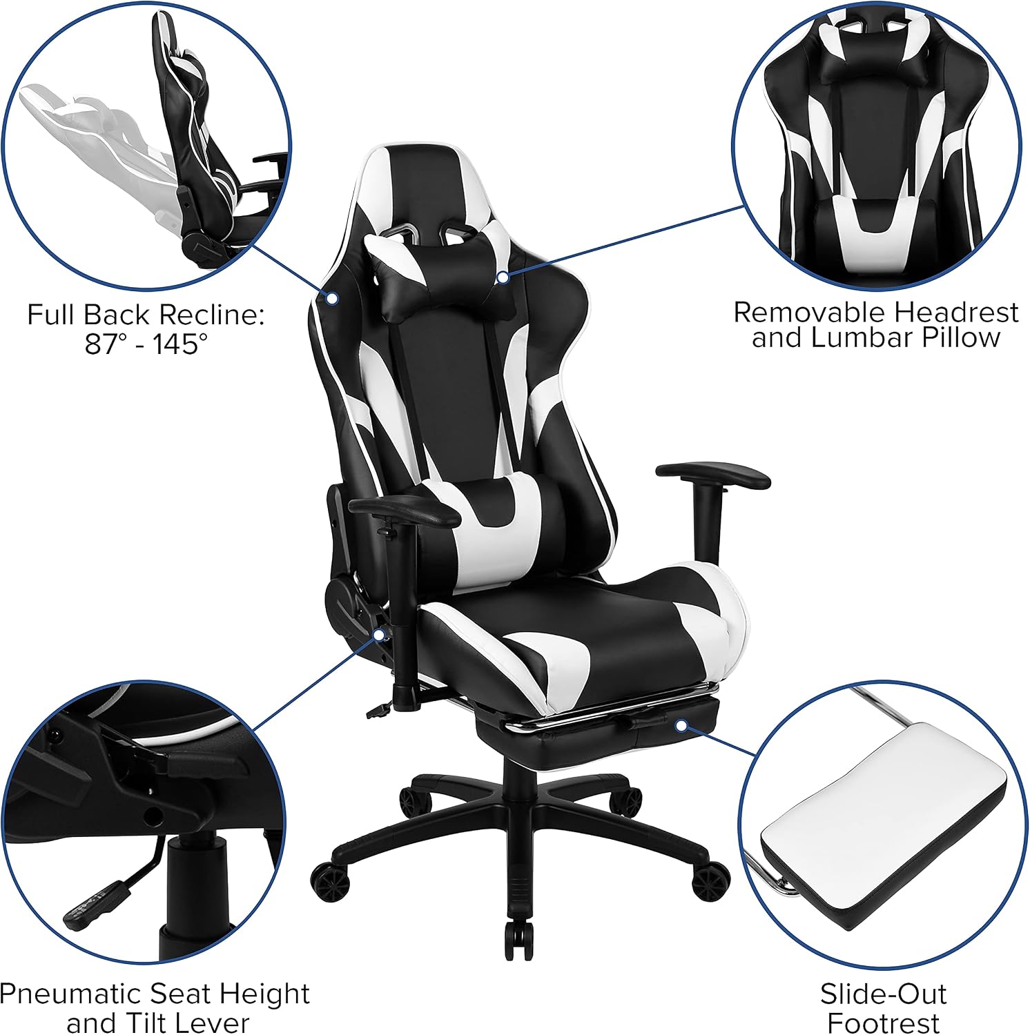 Flash Furniture Red Gaming Desk and Black Footrest Reclining Gaming Chair Set with Cup Holder and Headphone Hook