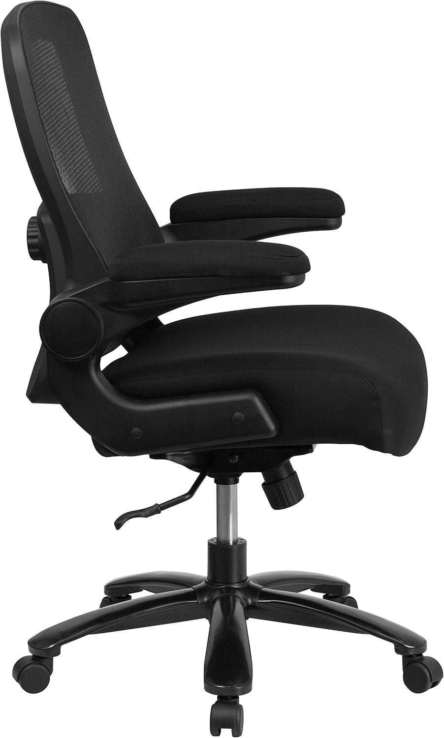 Flash Furniture Big & Tall Swivel Office and Gaming Chair with Lumbar and Back Support, Ergonomic Mesh Office Chair with Flip-Up Armrests and Adjustable Height, Black