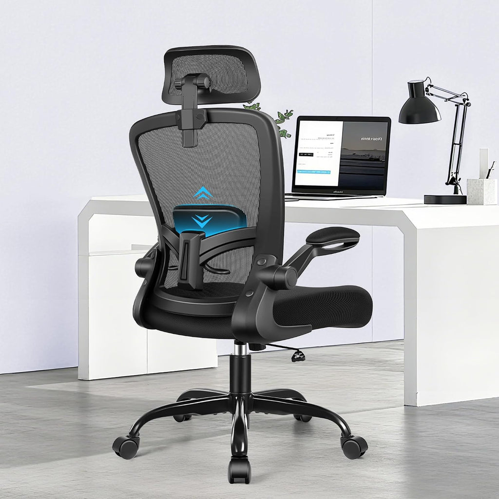 FelixKing Office Chair, Desk Chair with Adjustable Lumbar Support, Ergonomic Computer Chair with High Back and Armrest, Adjustable Height Gaming Chair Home Office Swivel Chair, Pack of 2, Black