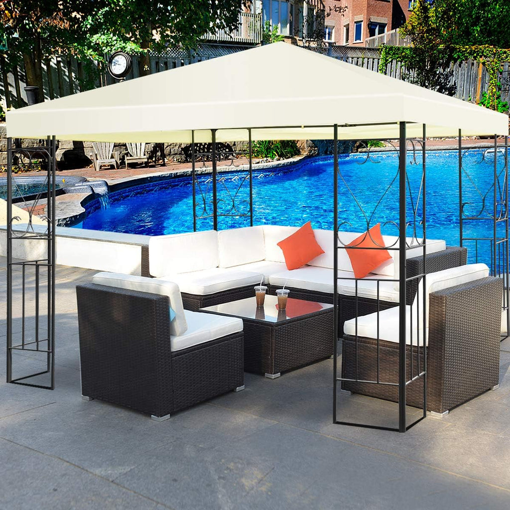 Tangkula 10x10 Ft Patio Gazebo, Outdoor Steel Gazebo with Water-Resistant Canopy, Patio Sun Pavilion Shelter with 100 Square Feet of Shade for Garden, Backyard, Deck Beige