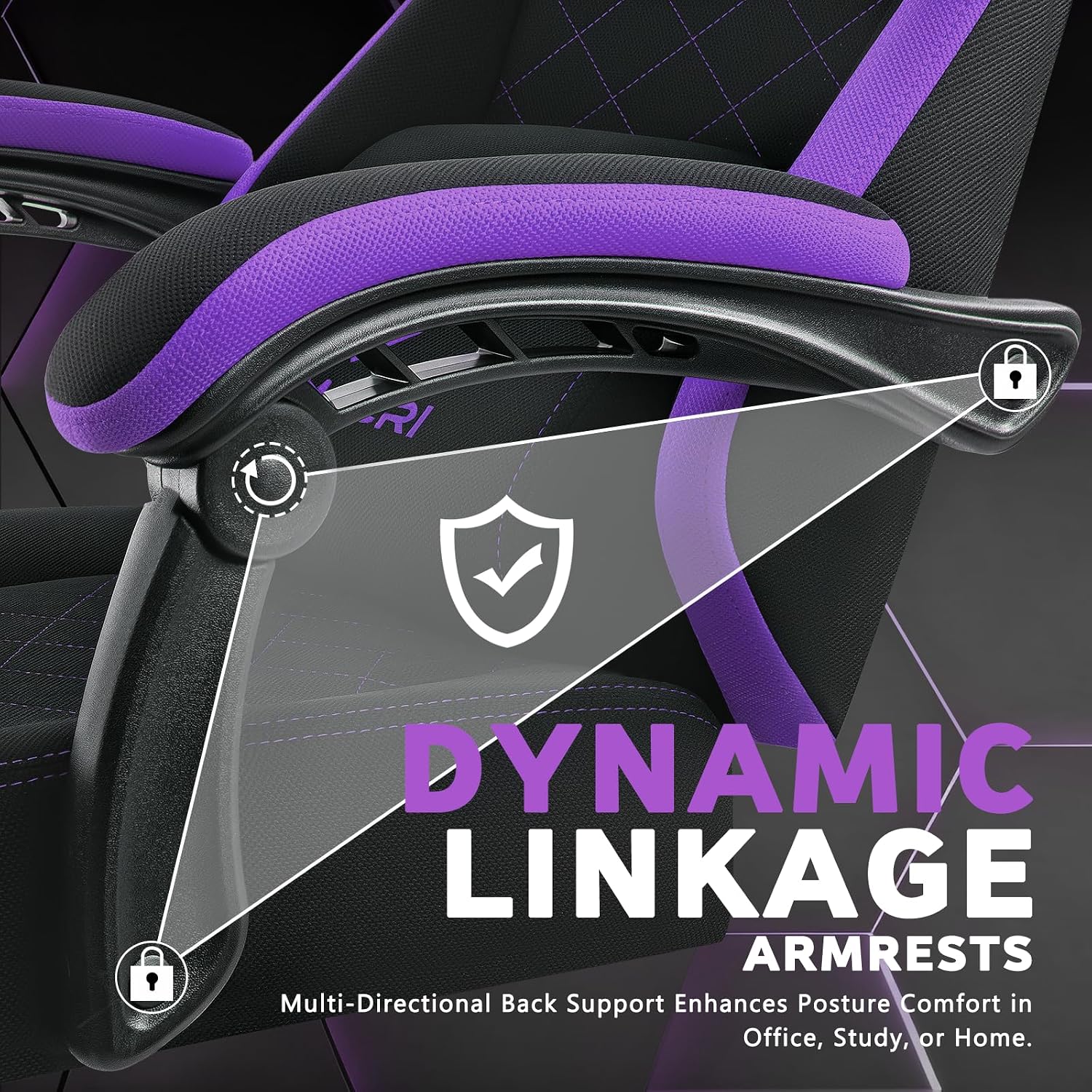 LEMBERI Gaming Chair, Fabric Big and Tall Video Game Chairs with Footrest, Massage Lumbar Support, Racing Style Ergonomic Computer Gamer Chair with Adjustable Headrest (Purple)