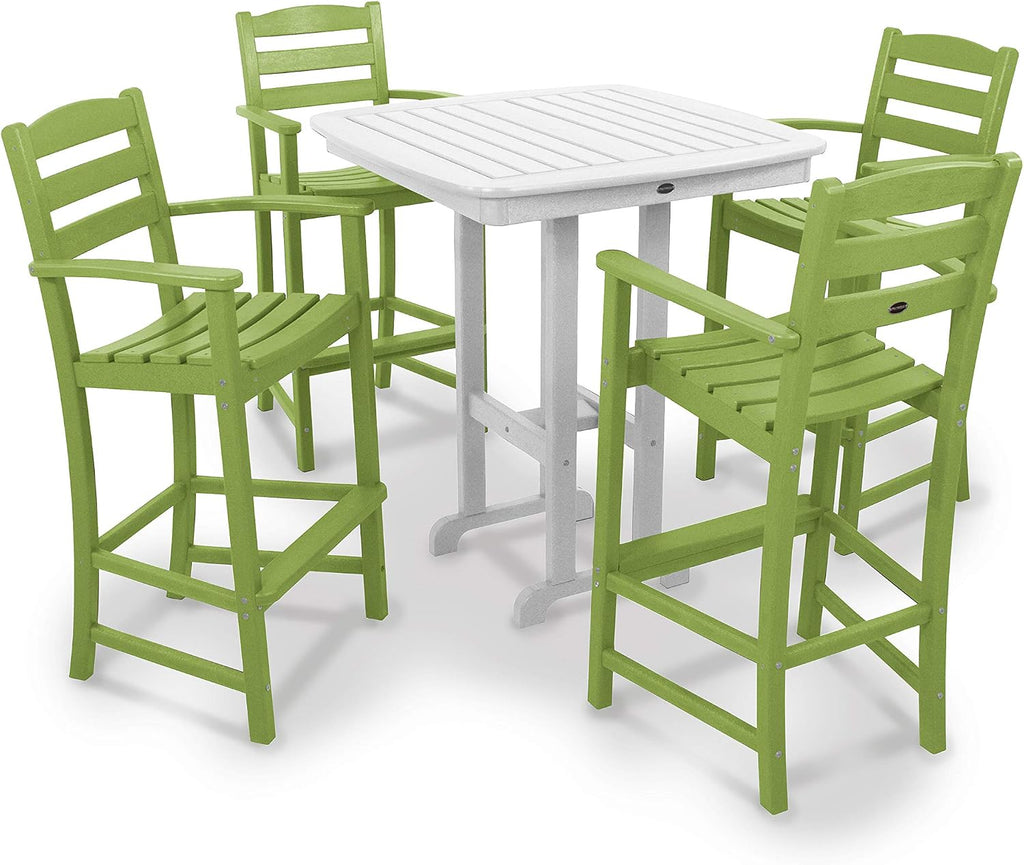 POLYWOOD® La Casa Café Bar Set, Lime/White