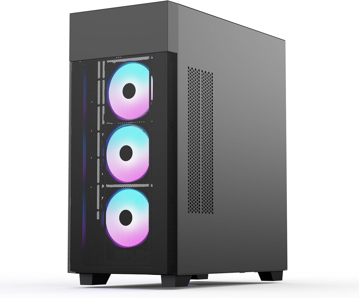 Rosewill FBM-X7 ATX Mid Tower Case - Hinged Tempered Glass Side Panel, High Airflow, 4X PWM ARGB Fans, Pre-Installed 650W 80+ Gold ATX 3.1 Power Supply - Black