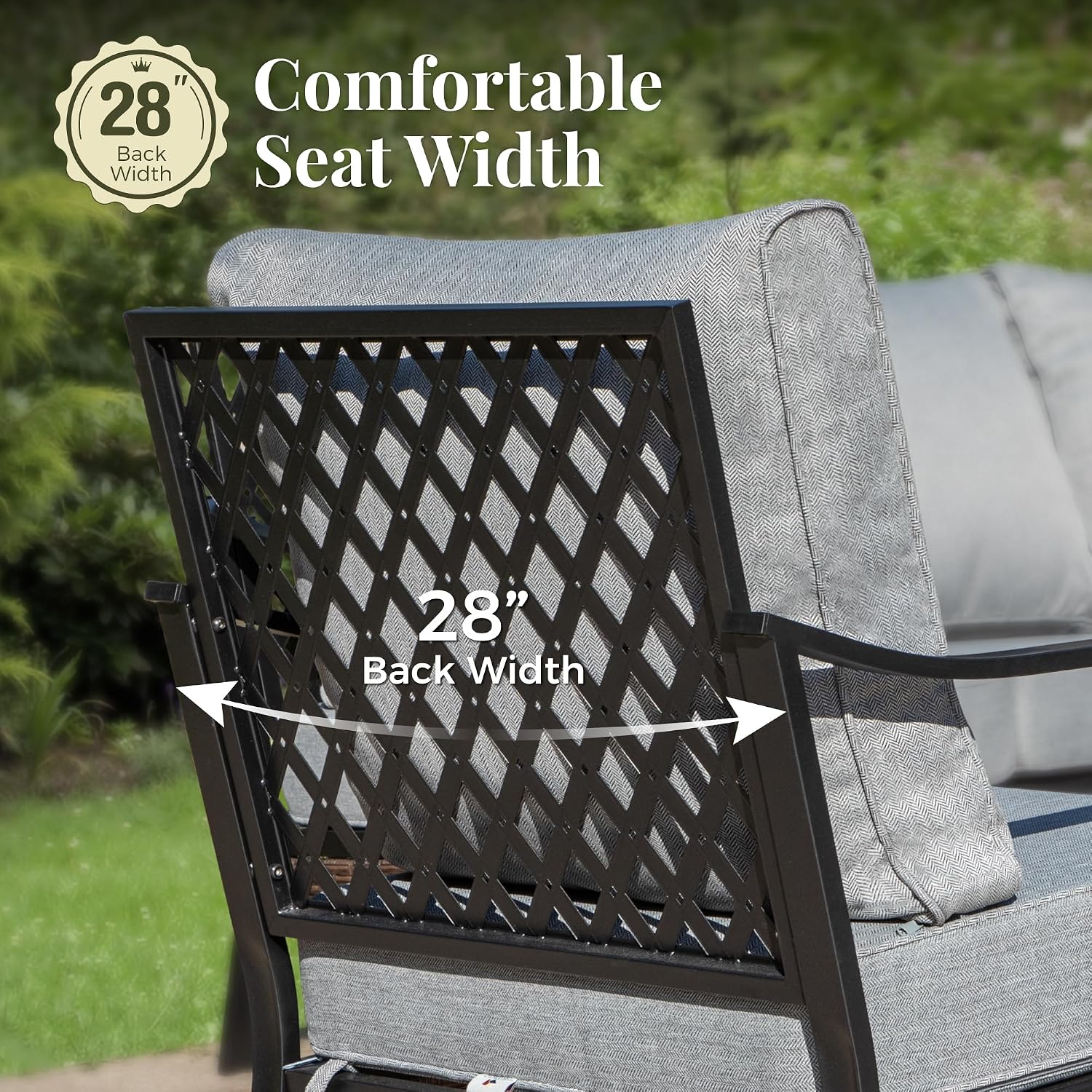 MIXPATIO Patio Furniture Set with Fire Pit Table, 4 PCS Metal Outdoor Conversation Set with 5.75'' Extra Thick Cushion, 2 Chairs, 3-Seat Sofa and Gas Fire Pit Table, Grey