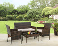 Outdoor Patio Furniture Sets 4 Pieces Patio Set Rattan Chair Wicker Sofa Conversation Set Patio Chair for Backyard Lawn Porch Poolside Balcony Garden Furniture Sets with Coffee Table (Brown)