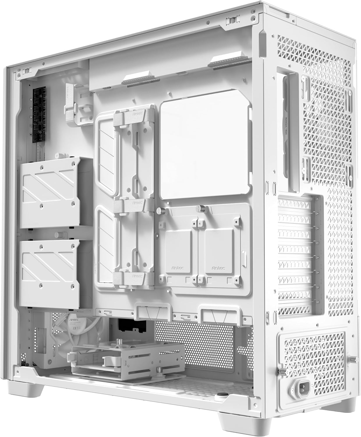 Antec Flux Pro White, 6 x PWM Fans Included, High-Airflow Front Panel with Birch Wood, iShift PSU 90° Mount, USB3.0 x 2, Type-C, 420mm Radiator Support, Temp. Display, Full-Tower E-ATX PC Case