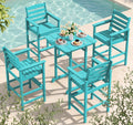 SERWALL 5 Pieces Adirondack Bar Chairs Set, HDPE Outdoor Barstool Furniture, Aruba