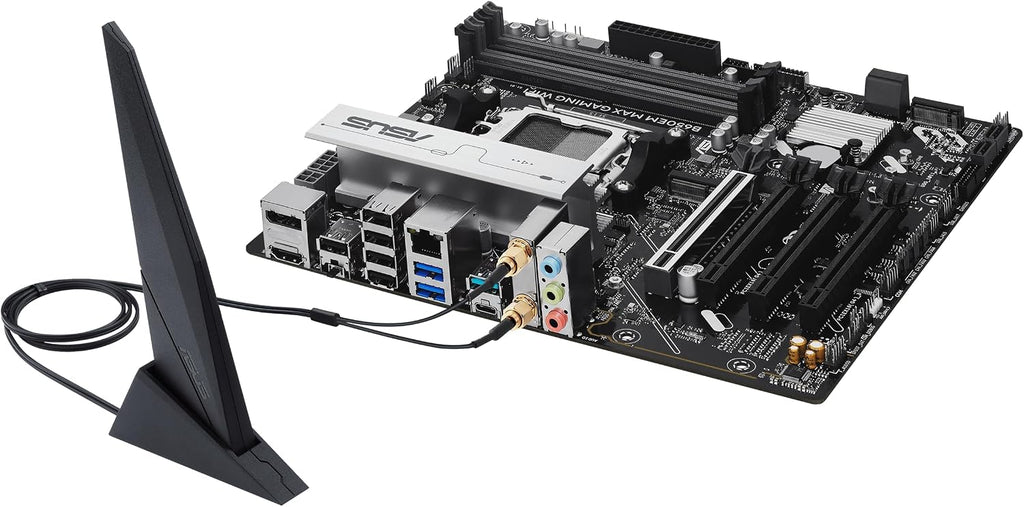 ASUS B650EM MAX Gaming WiFi AMD B650 mATX Motherboard, DDR5, PCIe 5.0 Ready, 3X M.2 Slots, WiFi6, 1Gb Ethernet, DisplayPort, HDMI, Rear USB 10Gbps Type-A & Type-C Ports, BIOS Flashback, Aura Sync