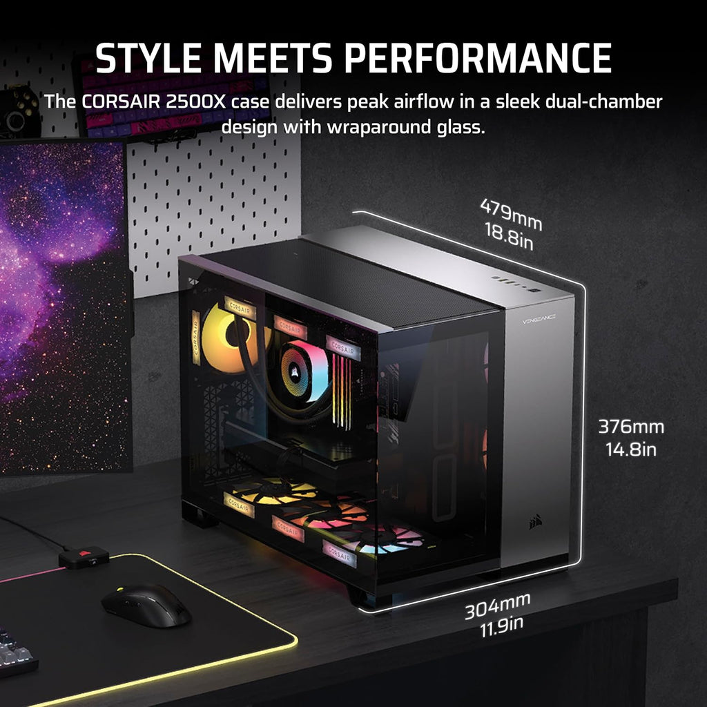 Corsair Vengeance i5100 Gaming PC – Liquid Cooled Intel Core i9-14900KF CPU – NVIDIA GeForce RTX 5080 GPU – 32GB Dominator Titanium RGB DDR5 Memory – 2TB M.2 SSD – Black