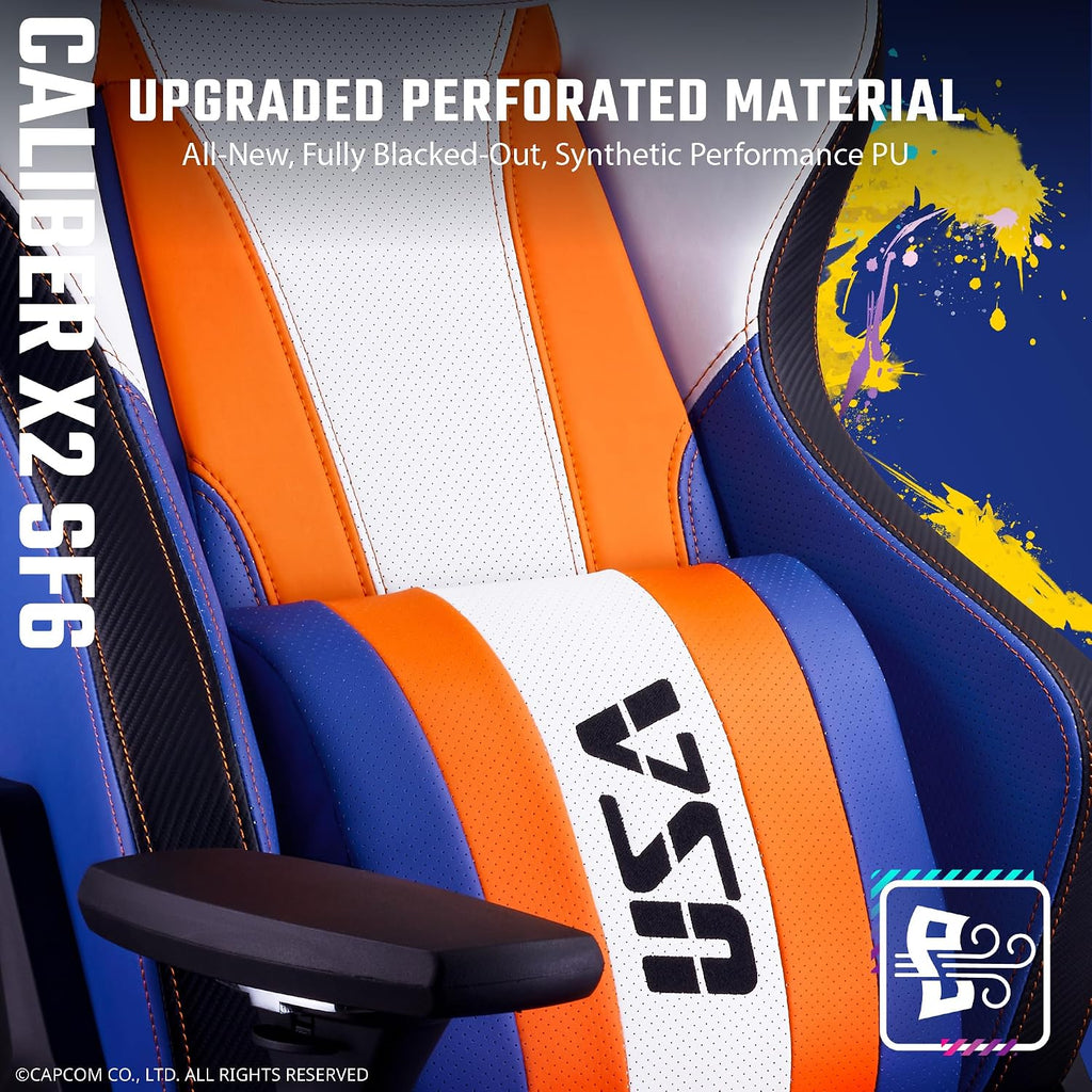 Cooler Master Caliber X2 Street Fighter 6 Luke Edition Ergonomic Gaming Chair, 360° Swivel, 180 Reclining, Lumbar Support, High Density Foam Cushions, Adjustable Gas Lift for PC Game | Office