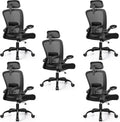 FelixKing Office Chair, Desk Chair with Adjustable Lumbar Support, Ergonomic Computer Chair with High Back and Armrest, Adjustable Height Gaming Chair Home Office Swivel Chair, Pack of 5, Black