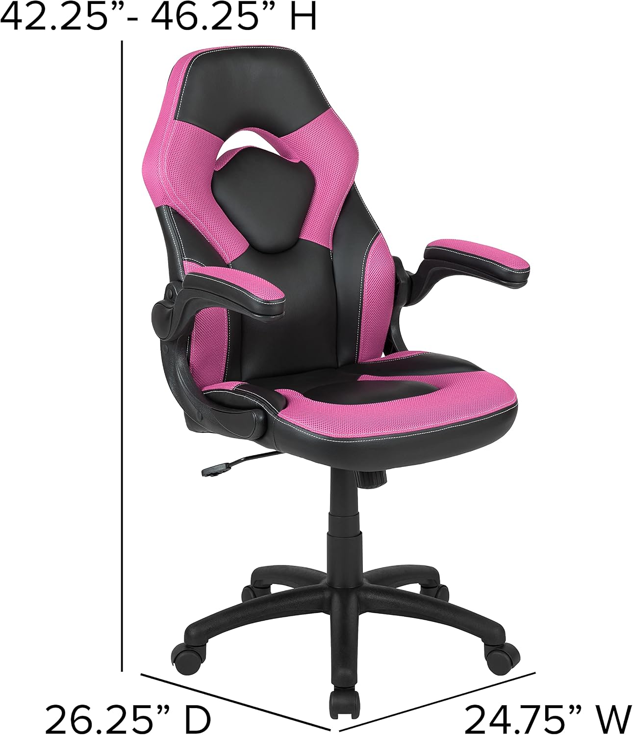Flash Furniture Gaming Desk and Pink/Black Racing Chair Set/Cup Holder/Headphone Hook/Removable Mouse Pad Top - 2 Wire Management Holes