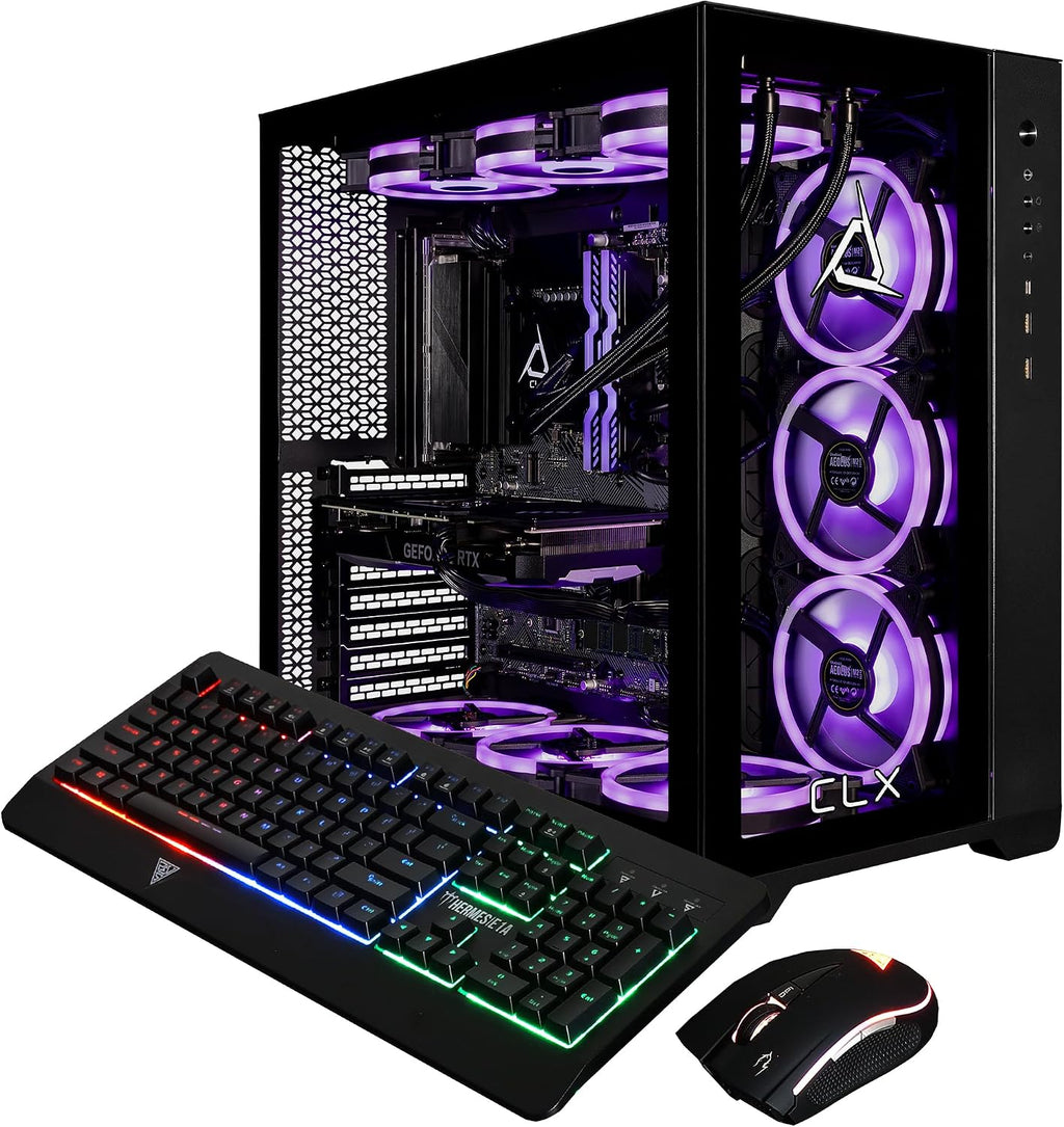 CLX Set Gaming Desktop - Liquid Cooled Intel Core i9 13900KF 3GHz 24-Core Processor, 64GB DDR5 Memory, GeForce RTX 4070 12GB GDDR6X Graphics, 2TB SSD, 6TB HDD, WiFi, Windows 11 Home 64-bit
