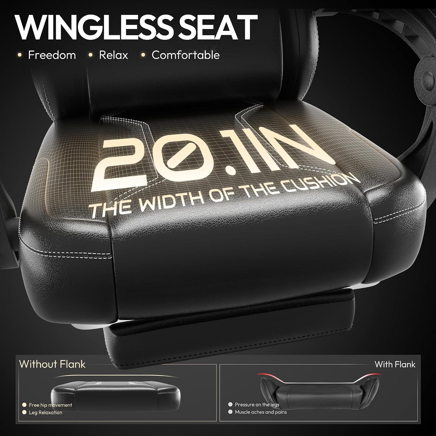 Dowinx Gaming Chair with Pocket Spring Cushion, Ergonomic Computer Chair with Massage Lumbar and Footrest for Adults, High Back Game Chair Leather for Office Gaming 300LBS, Black