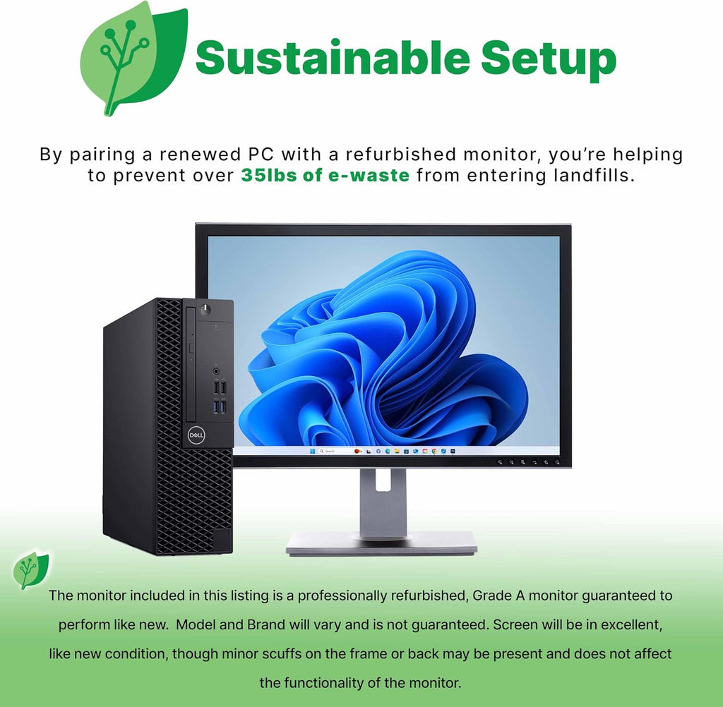 Dell Optiplex Computer PC w/RGB Lighting | Windows 11 Pro | Ultra Fast Intel i5-8500 | 16GB RAM 1TB SSD | Renewed 22' LCD | Home or Office Computer | 5G WiFi + BT (Renewed)