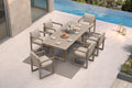PURPLE LEAF Outdoor Dining Set for 6 Aluminum Luxury Patio Furniture Table and Chairs Set with Removable Thick Cushion Rectangular Patio Dining Sets for Small Backyard Garden Porch Deck, Khaki