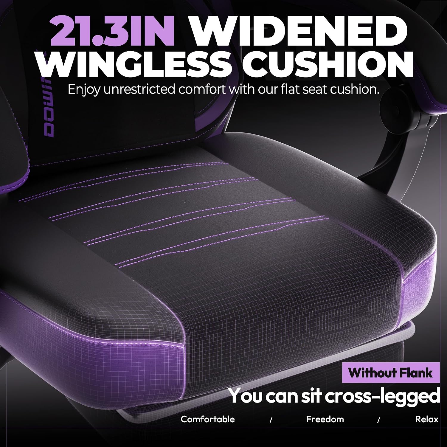 Dowinx PU Leather Gaming Chair with Footrest, Big and Tall Ergonomic Computer Chair with Lumbar Support, Wide Back Gamer Chair for Heavy People, Purple