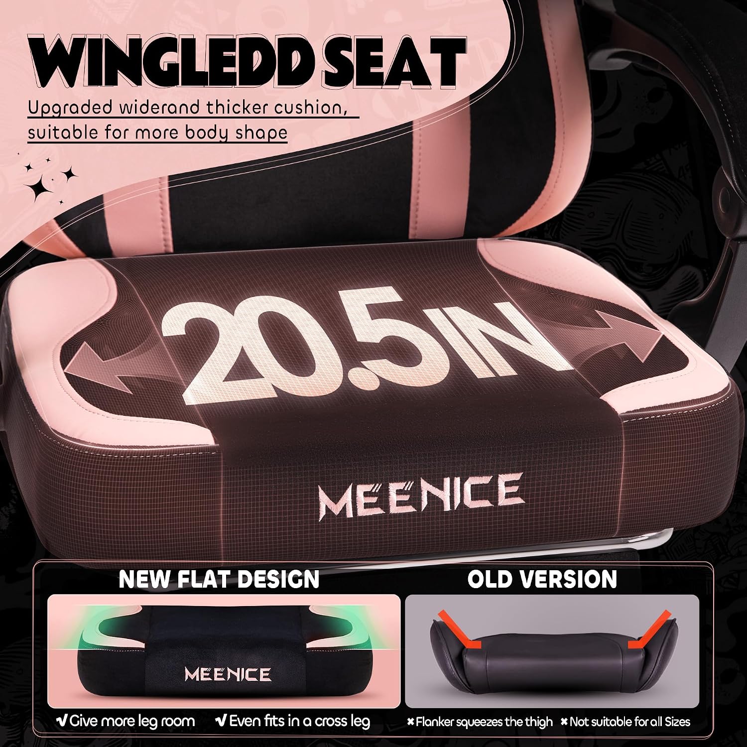 Pink Gaming Chair Cute with Cat Ears Paw Lumbar and Cushion,Ergonomic Computer Chair with Footrest,Reclining PC Game Chair for Girl Computer Chair 300lbs for Adult