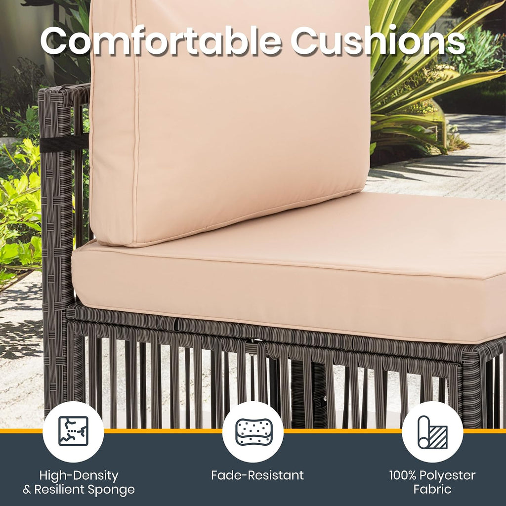 Pamapic 7-Piece Outdoor Sectional Set, Large Wicker Patio Furniture Set with Coffee Table and Washable Cushions Covers, All-Weather Patio Sofa Conversation Set for Backyard, Poolside, Garden