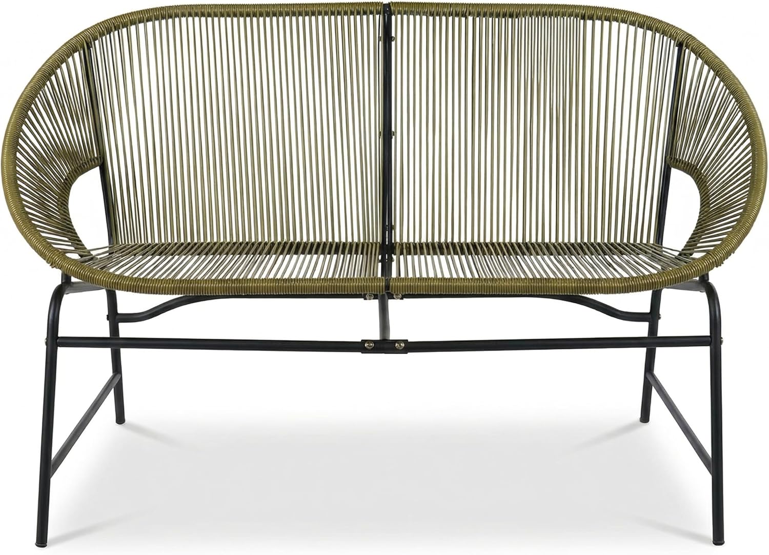 Christopher Knight Home Dessa 3 Piece Patio Furniture Set, Patio Wicker Accent Chair Set of 2 and Loveseat, Metal Frame 4 Seater Outdoor Papasan Lounge Chair Set, PE Rattan Outdoor Bistro Set, Green