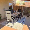 PURPLE LEAF Outdoor Dining Set for 6 Folding Patio Dining Set with Aluminum Rectangular Table and Padded Chairs All Weather Dining Table Sets for Garden Backyard Poolside, Grey