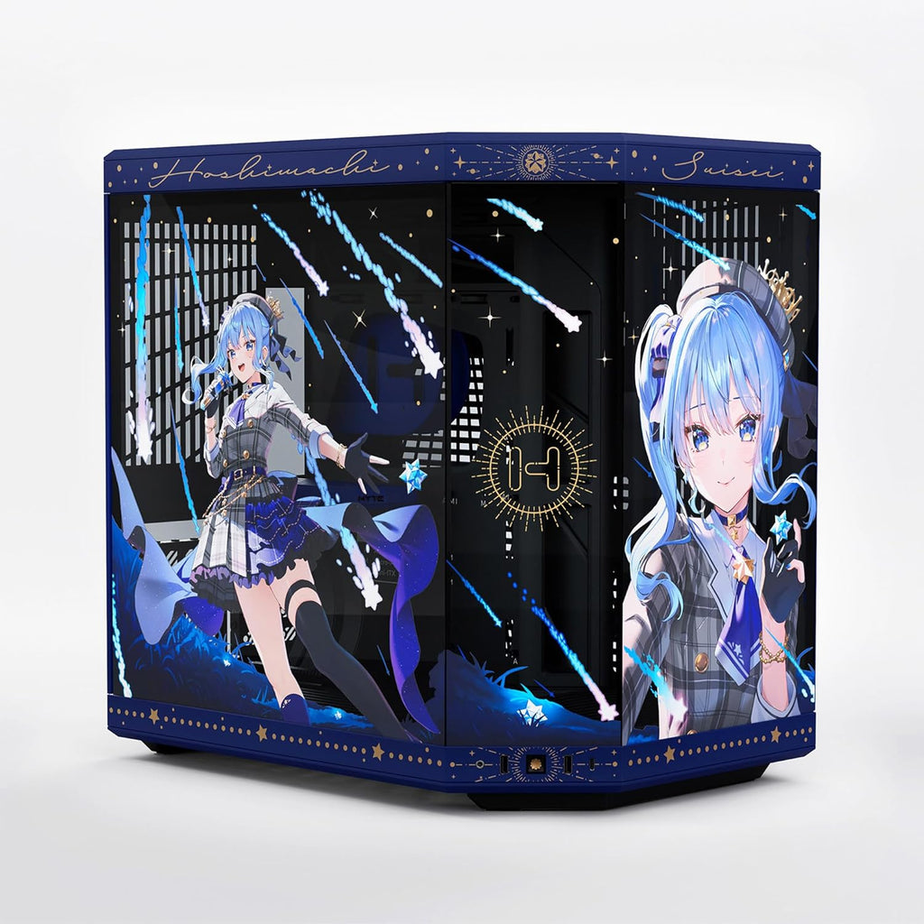 Hyte Y70 Hoshimachi Suisei Official Licensed - Mid-Tower ATX Gaming PC Desktop Case - Panoramic Tempered Glass - Dual Chamber - High Airflow Chassis - PCIE 4.0 Riser Cable Included - Blue
