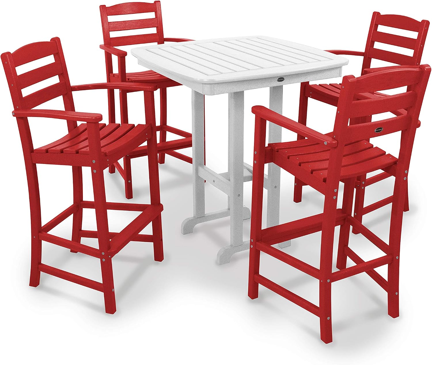 POLYWOOD® La Casa Café Bar Set, Sunset Red/White