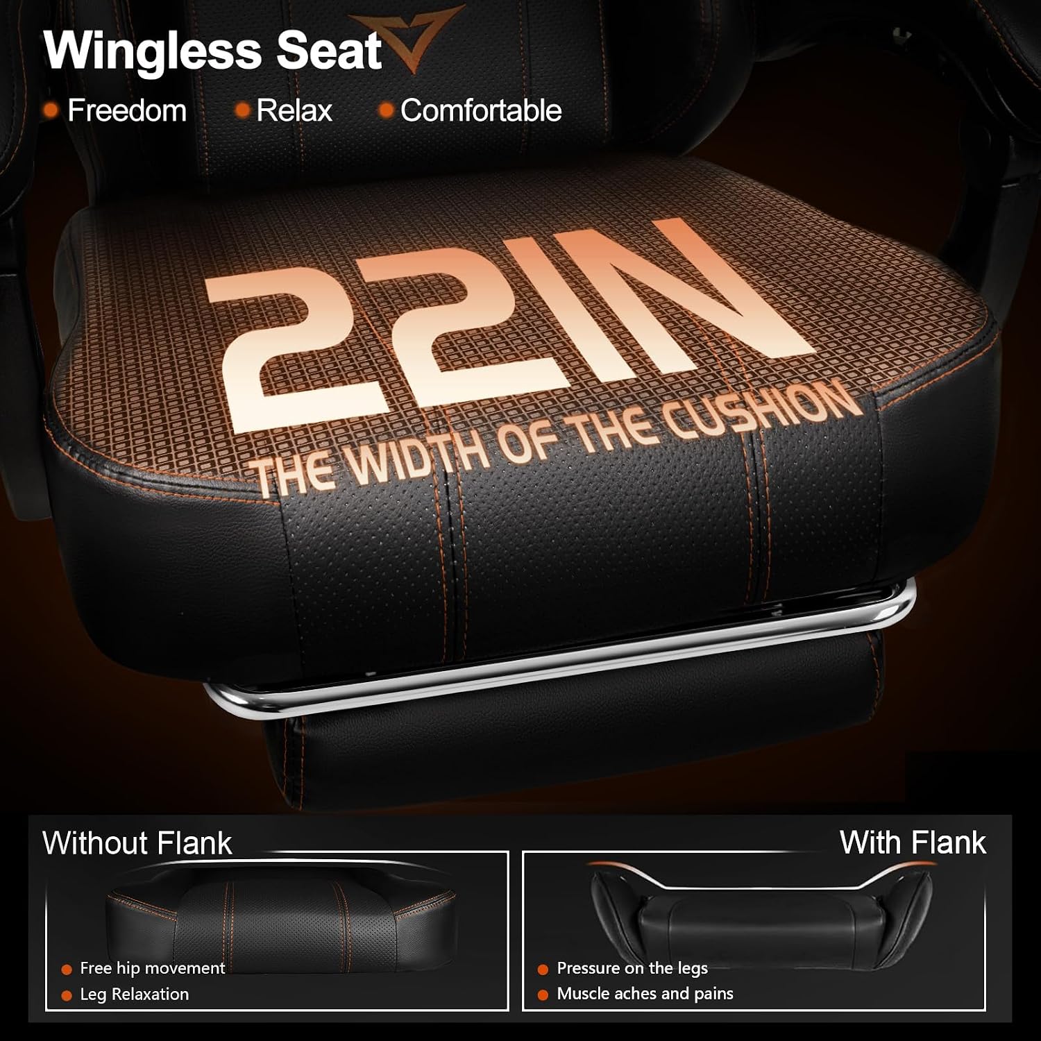 VITESSE Big and Tall Gaming Chair 400lb Weight Capacity with Footrest, Ergonomic Video Game Chair for Adults with Oversized Headrest and Lumbar Pillow, Computer Chair Gaming for Office (Black+Orange)