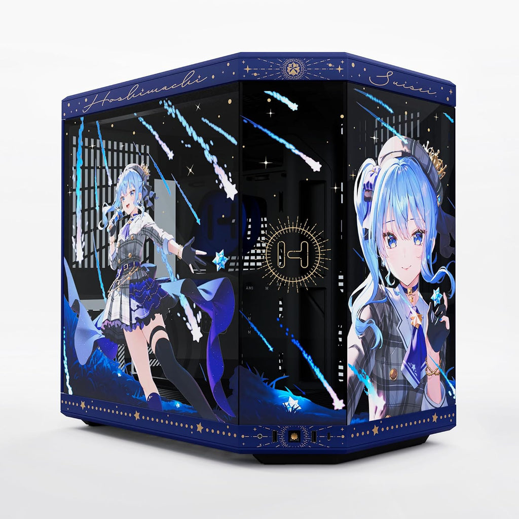 Hyte Y70 Hoshimachi Suisei Official Licensed - Mid-Tower ATX Gaming PC Desktop Case - Panoramic Tempered Glass - Dual Chamber - High Airflow Chassis - PCIE 4.0 Riser Cable Included - Blue