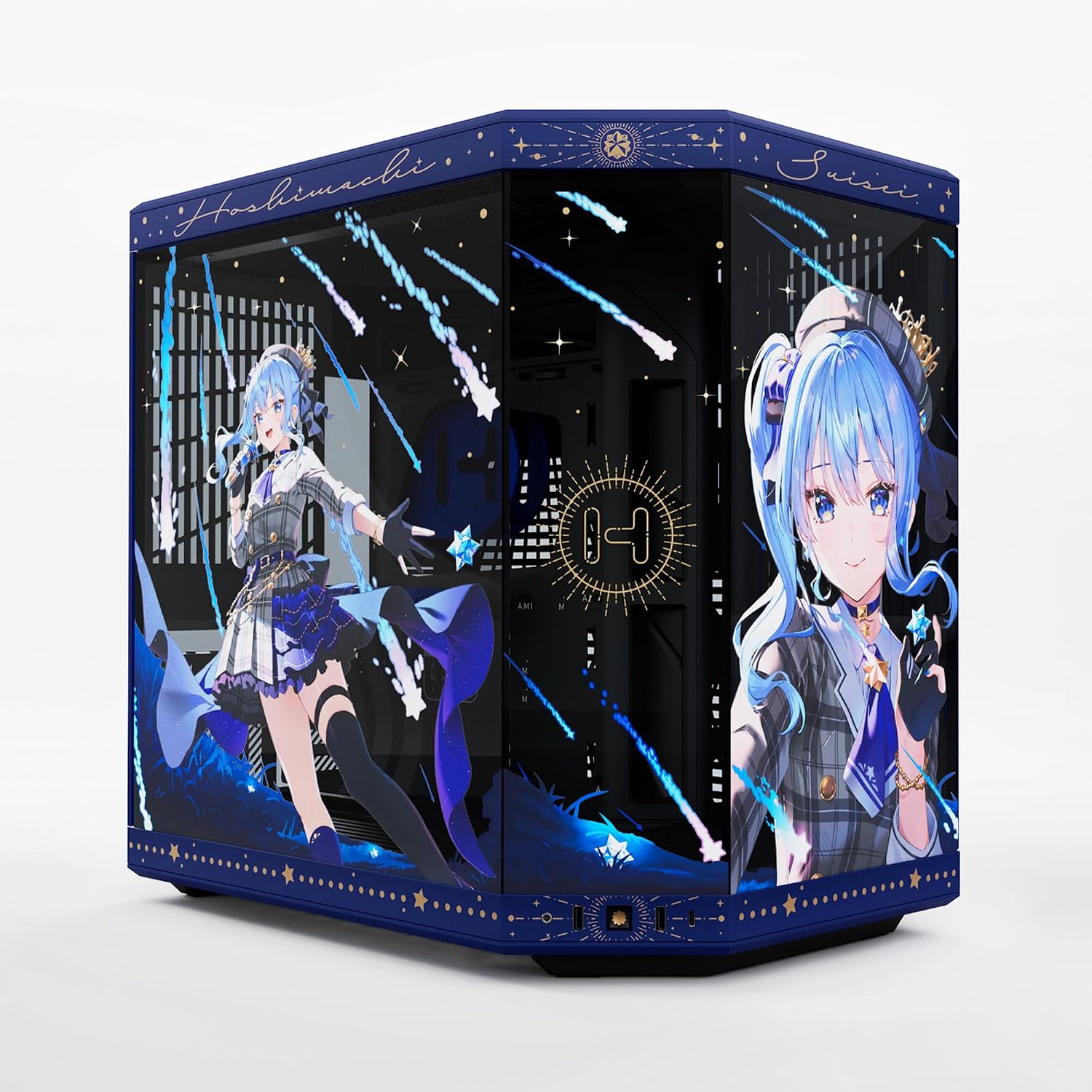 Hyte Y70 Hoshimachi Suisei Official Licensed - Mid-Tower ATX Gaming PC Desktop Case - Panoramic Tempered Glass - Dual Chamber - High Airflow Chassis - PCIE 4.0 Riser Cable Included - Blue