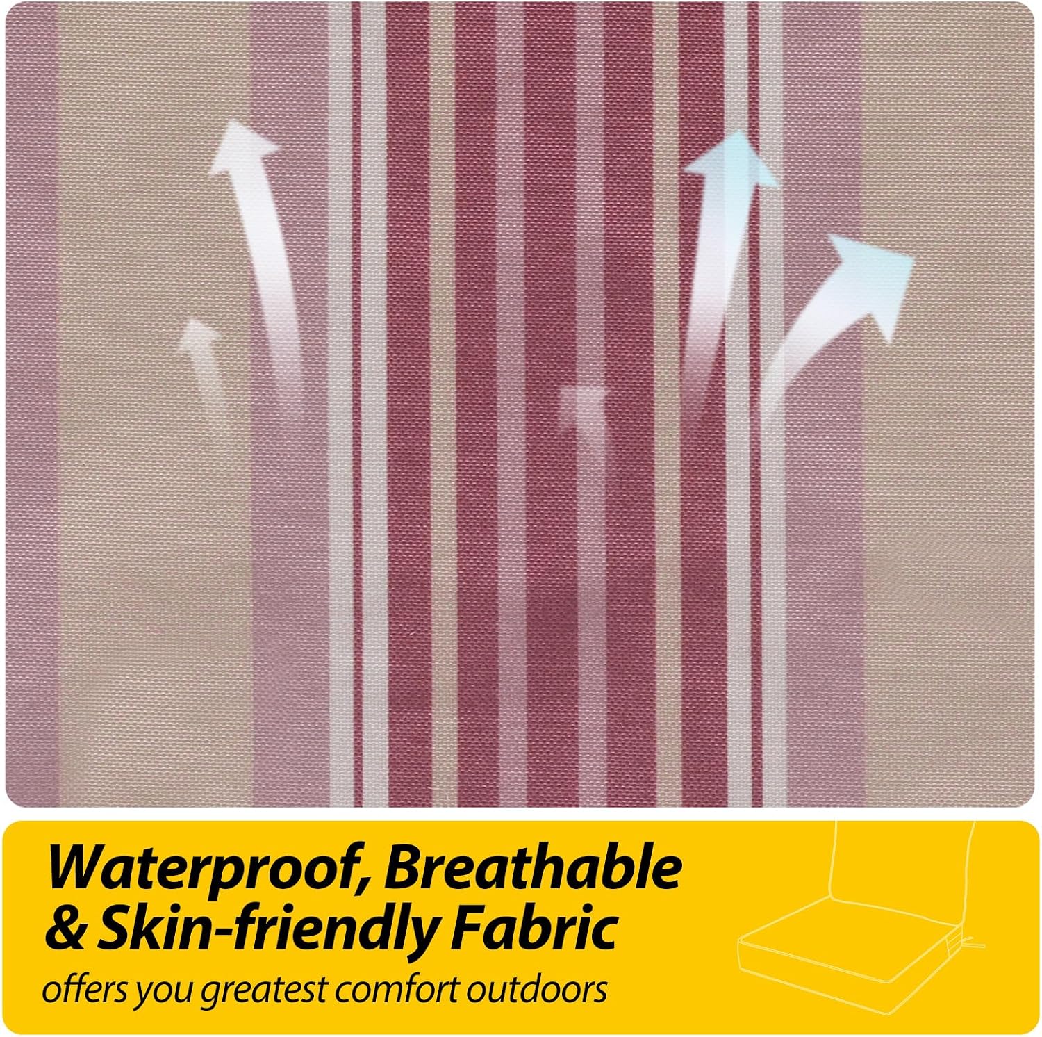 AAAAAcessories Outdoor Seat Cushions for Chairs, Fade-Resistant, Waterproof Patio Furniture Replacement Cushions, 23.5' x 25.5' x 5' + 23.5' x 19', Set of 4, Dusty Rose Garden Stripe