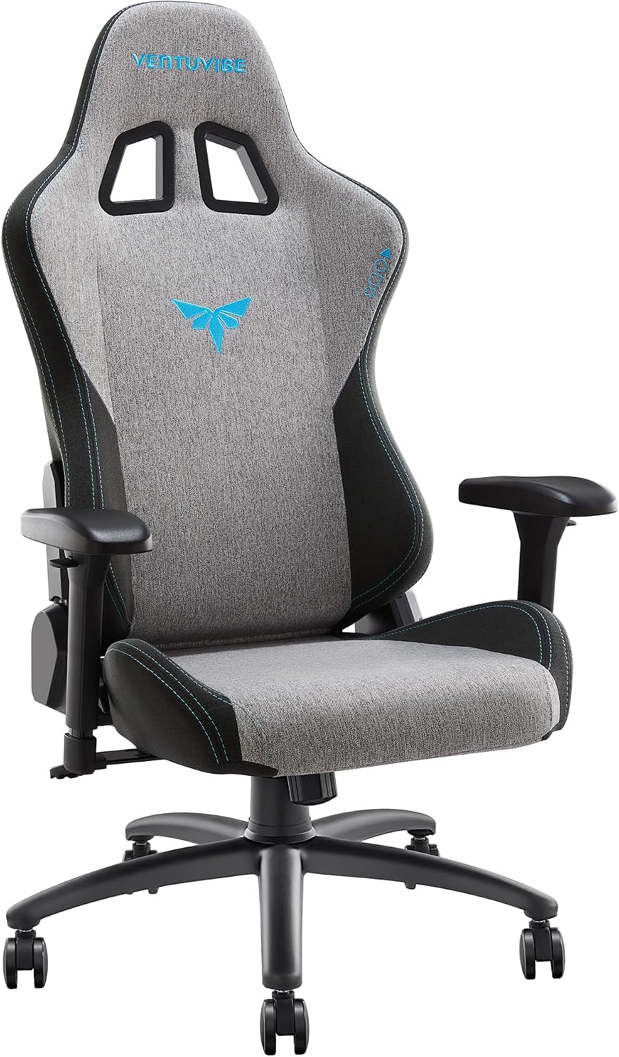 Gaming Chair 4D Adjustable Armrests - 155° Reclining & 320lb Capacity, High Back Ergonomic Computer Chair with Lumbar Support, Fabric Office Chair for Adults (Gray)