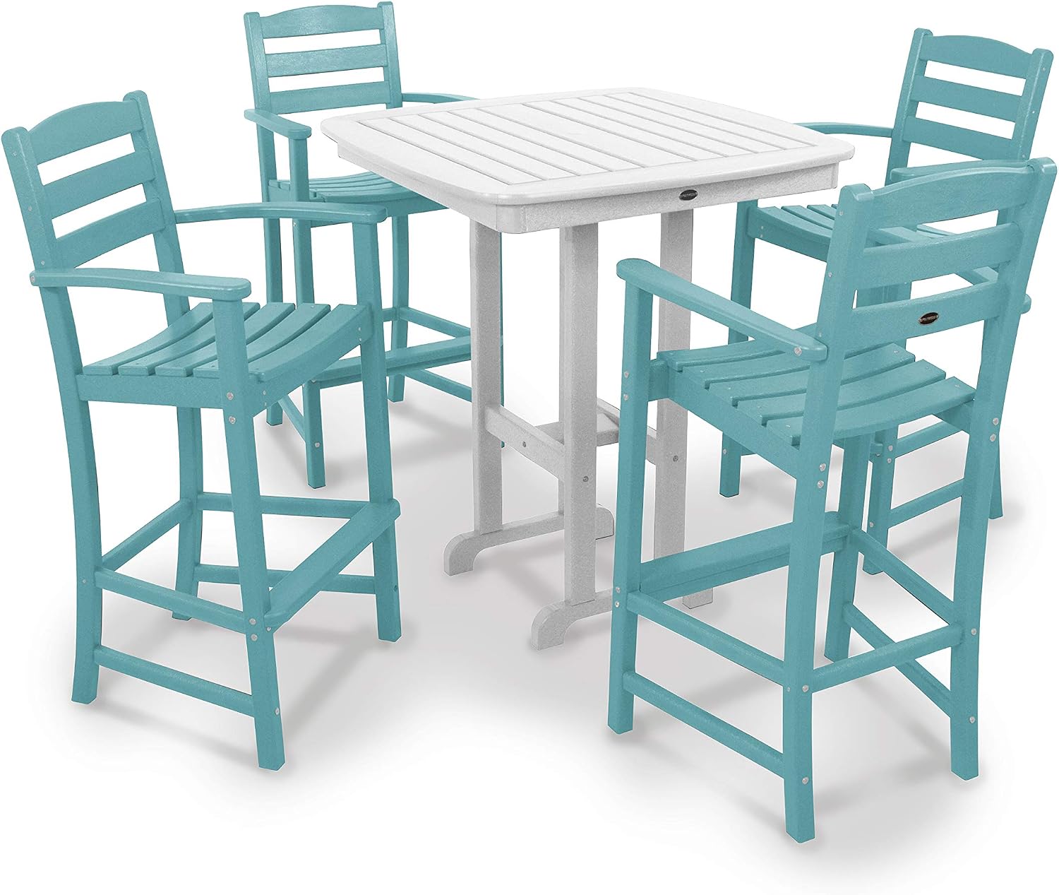 POLYWOOD® La Casa Café Bar Set, Aruba/White