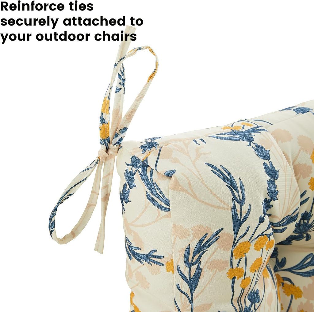 ARTPLAN Outdoor Chair Cushion,Tufted Adirondack Patio Chair Cushion,Wicker High Back Outdoor Seat Cushion,Set of 4,44' L x 21' W x 4' H (4 Pack),Floral