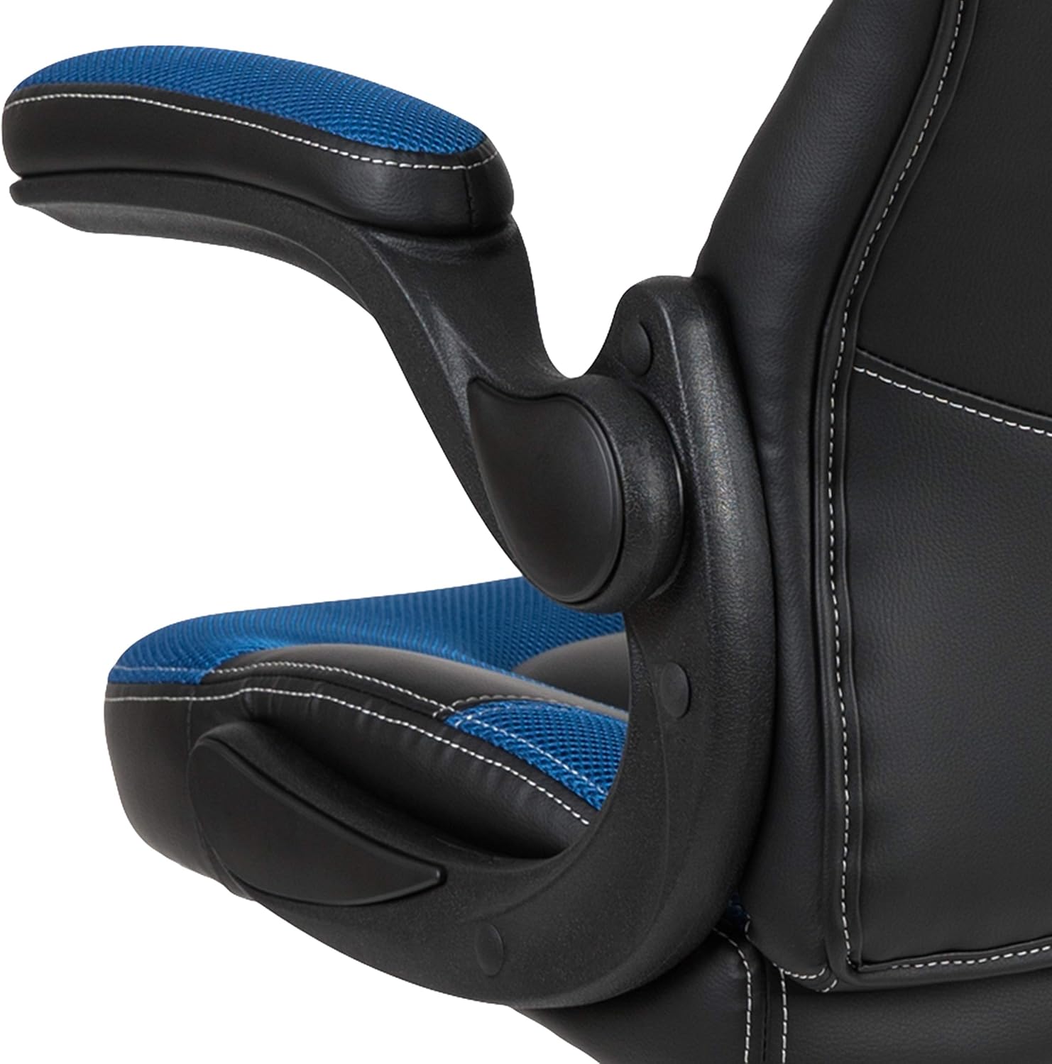 Flash Furniture X10 High-Back LeatherSoft Racing Style Gaming Chair with Flip-Up Arms, Ergonomic Padded Swivel Computer Chair, Blue/Black