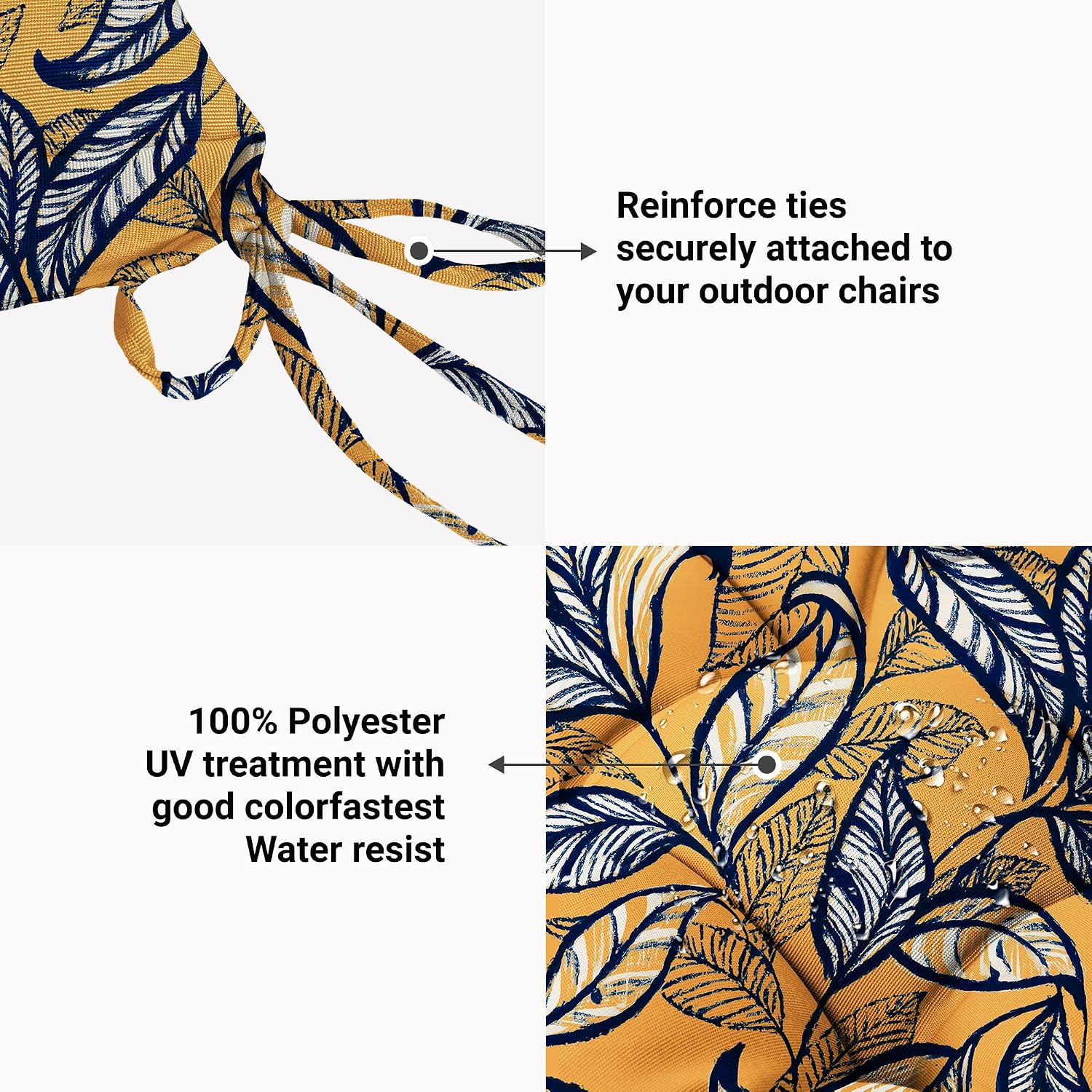 ARTPLAN Outdoor Chair Cushion,Tufted Adirondack Patio Chair Cushion,Wicker High Back Outdoor Seat Cushion,Set of 4,44' L x 21' W x 4' H (4 Pack),Floral