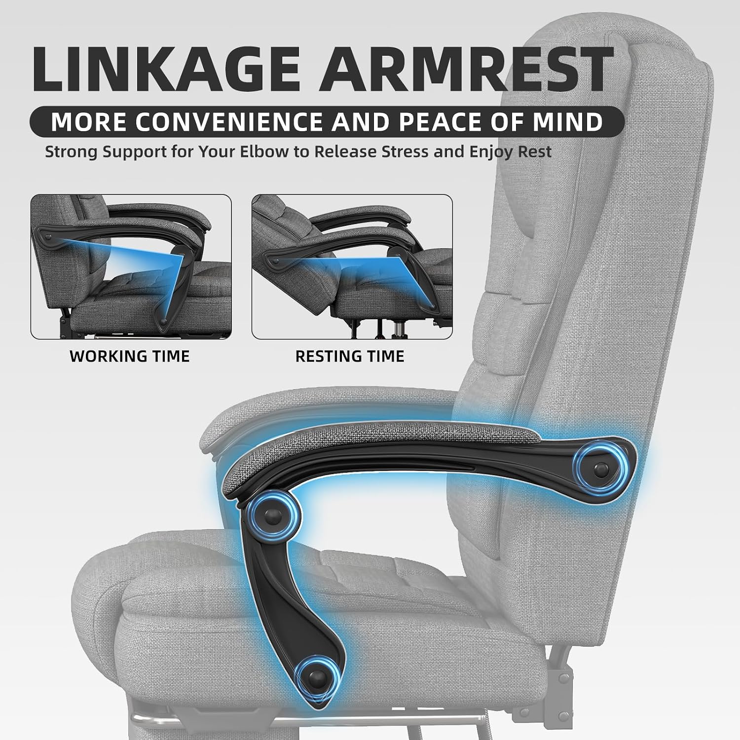 Office Chair, Ergonomic Fabric Gaming Chair for Adults, Comfy Reclining Computer Chair with Foot Rest, Adjustable Swivel Desk Chair, Executive Gamer Chair, Comfortable Silla Oficina for Home & Game