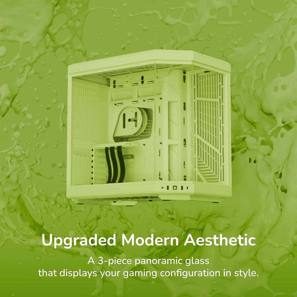 Hyte Y70 Mid-Tower ATX Gaming PC Desktop Case - Panoramic Tempered Glass - Dual Chamber - High Airflow Chassis - PCIE 4.0 Riser Cable Included - New Modern Aesthetic - Matcha Milk (Green)